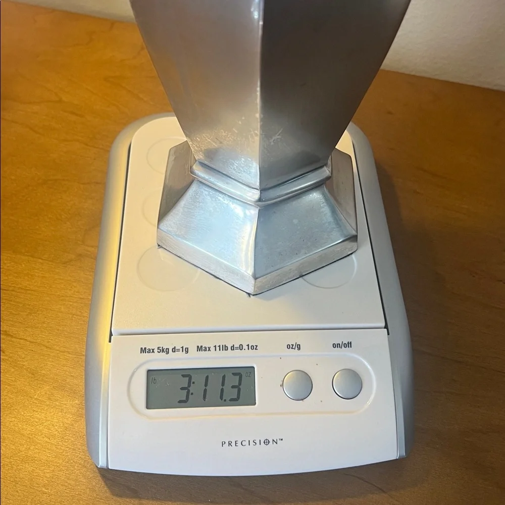 Pottery Barn Vintage Silver Hexagonal Vase.